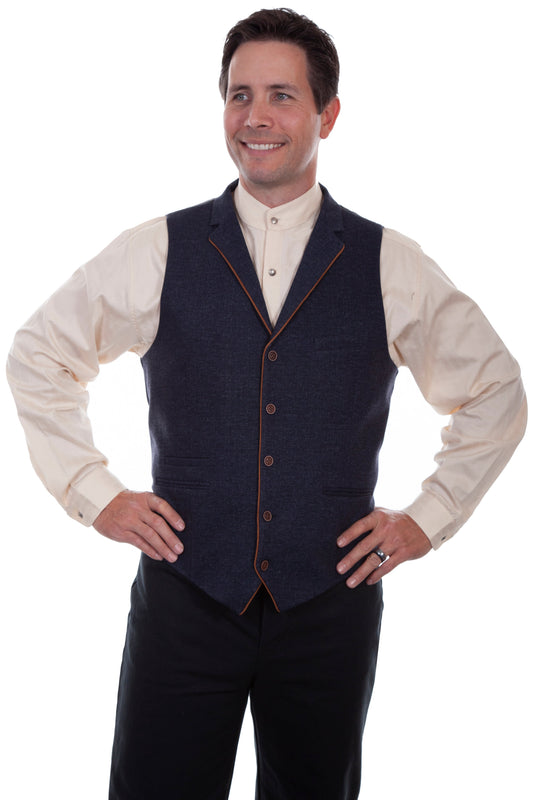 Solid 4 Pocket Vest W/piping Pointbt - RW313