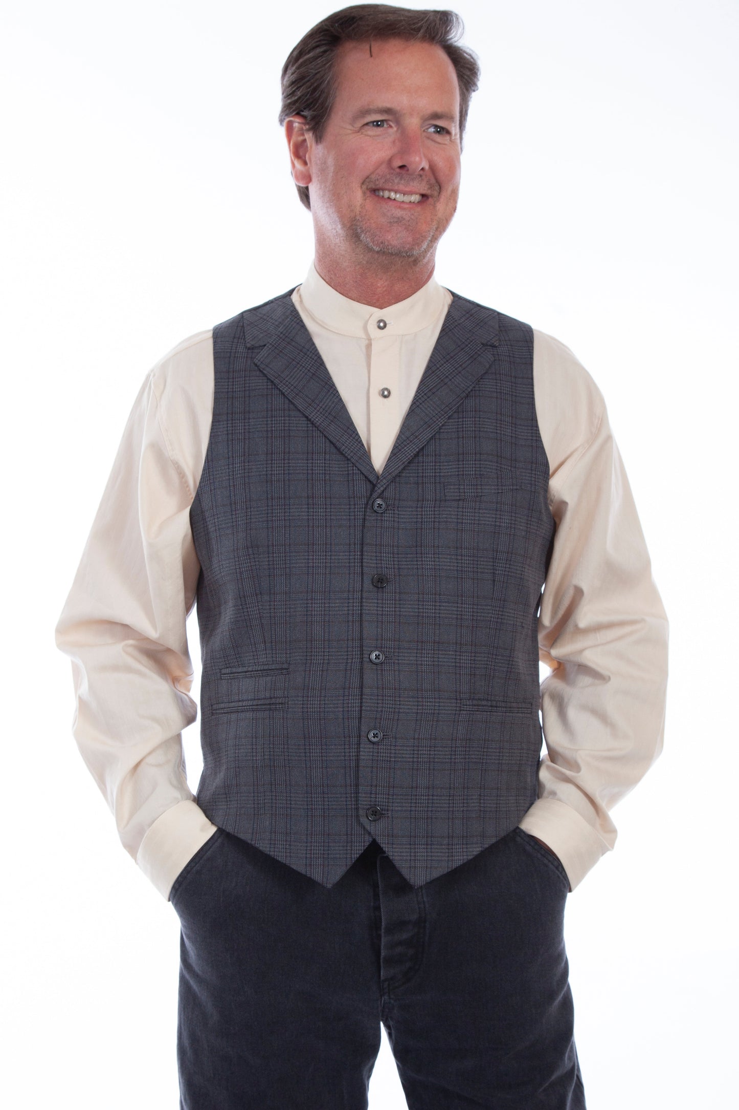 Plaid Point Bottom Vest - RW317