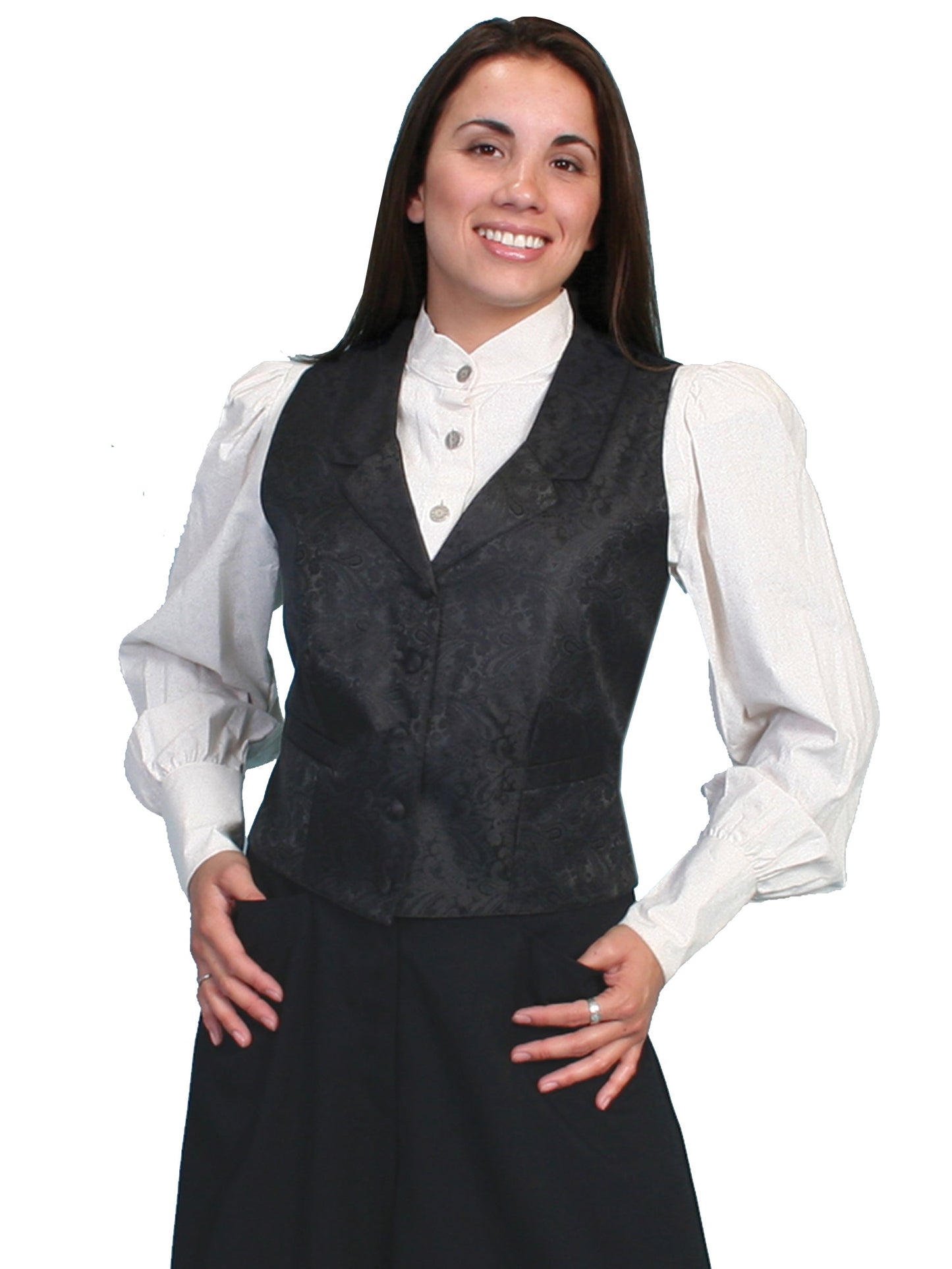 Ladies Black Paisley Vest - RW546