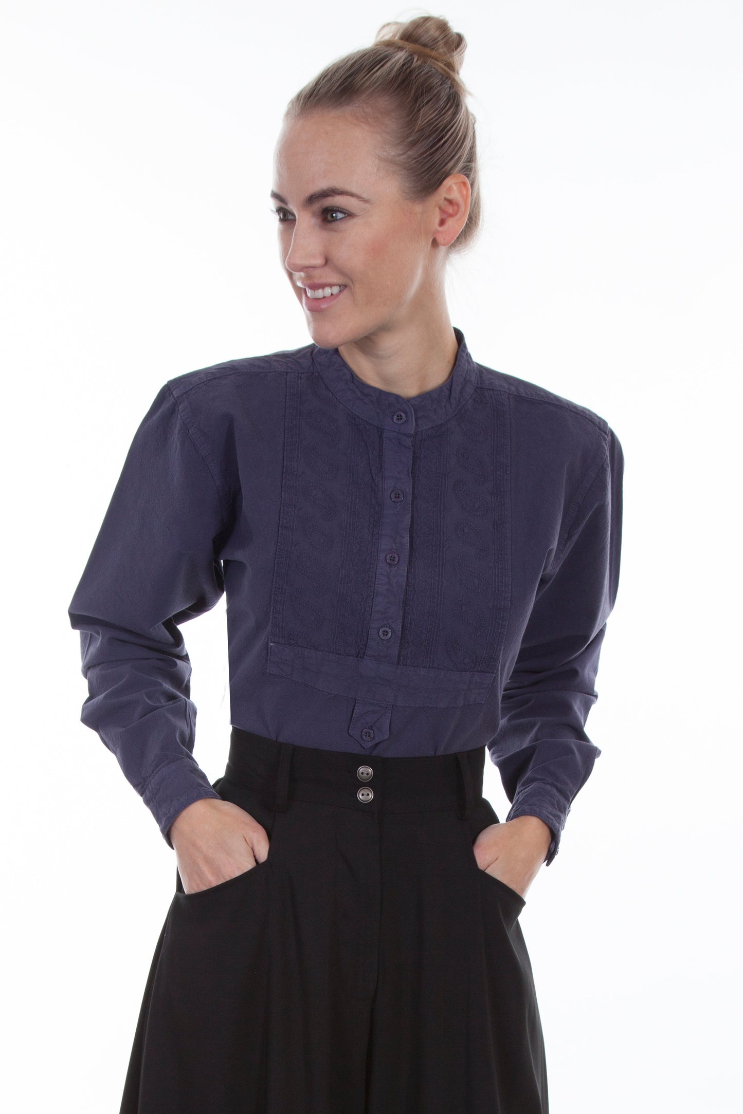 Paisley Bib Front Blouse - RW577