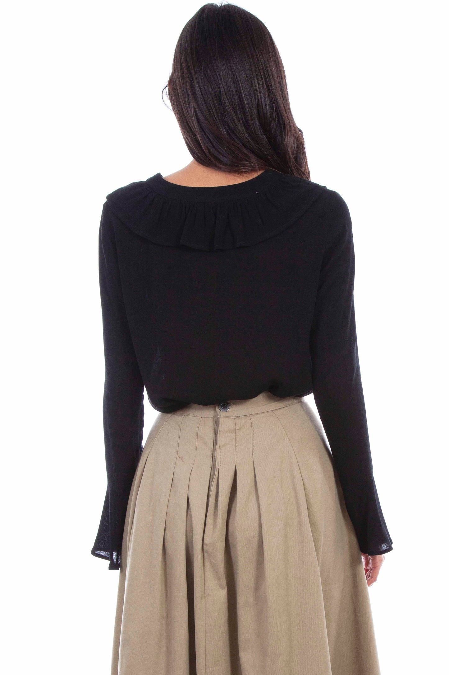 Ruffle Lace Up Blouse - RW619