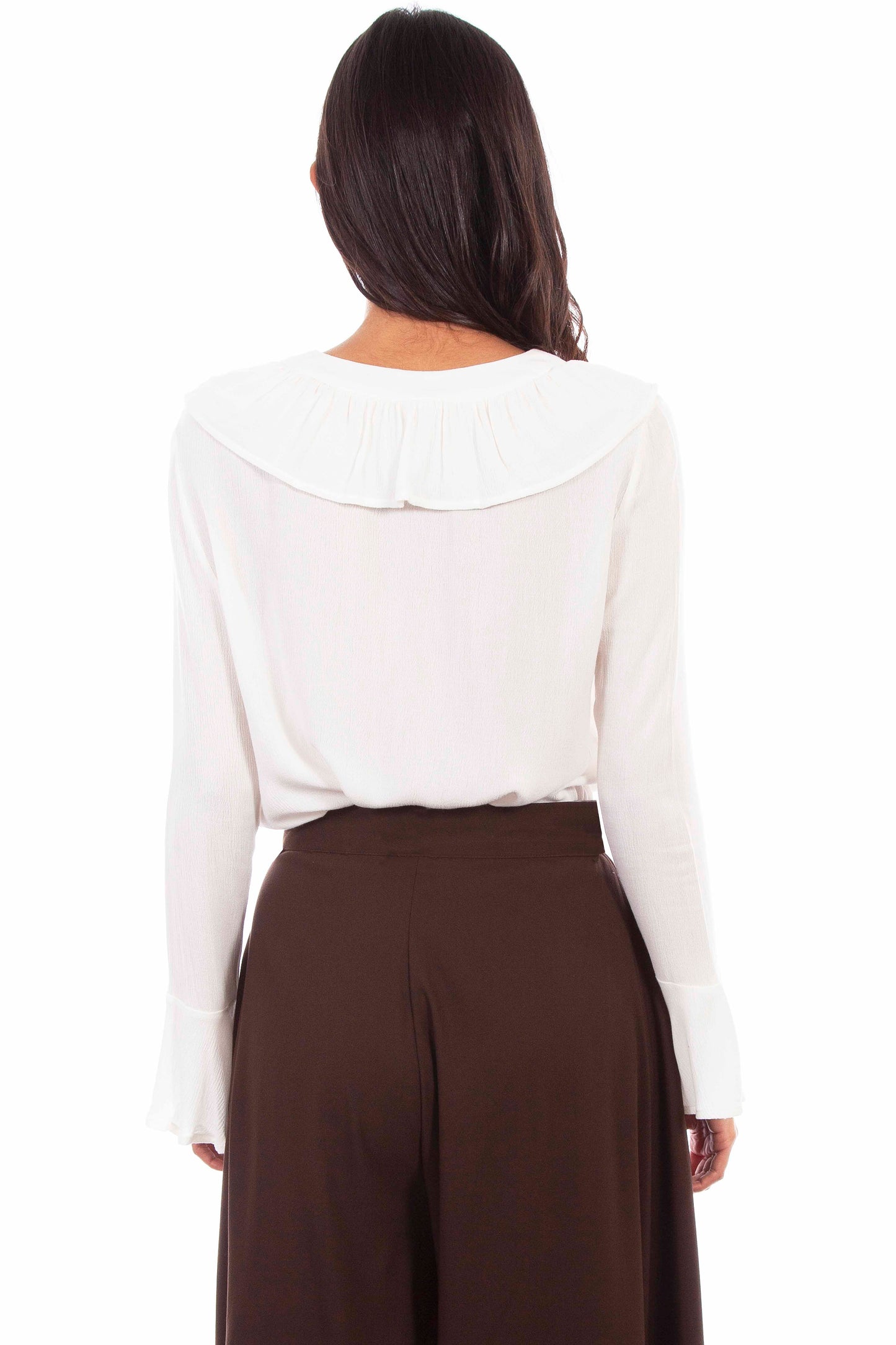 Ruffle Lace Up Blouse - RW619