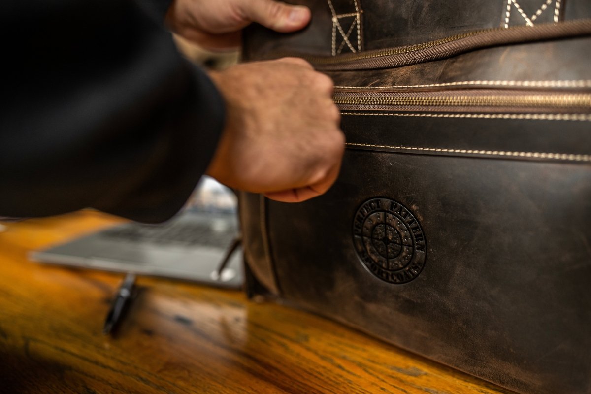 "Greenhead" An Original Bottomland Full Grain Buffalo Leather Briefcase
