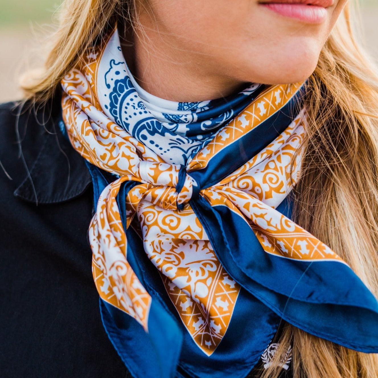 35X35"  Blue Two-Toned Paisley Wild Rag / Scarf WR3300