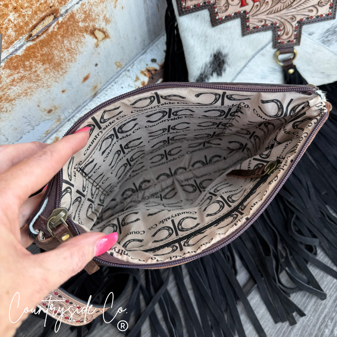 Rodeo Darling Cowhide Fringe Purse