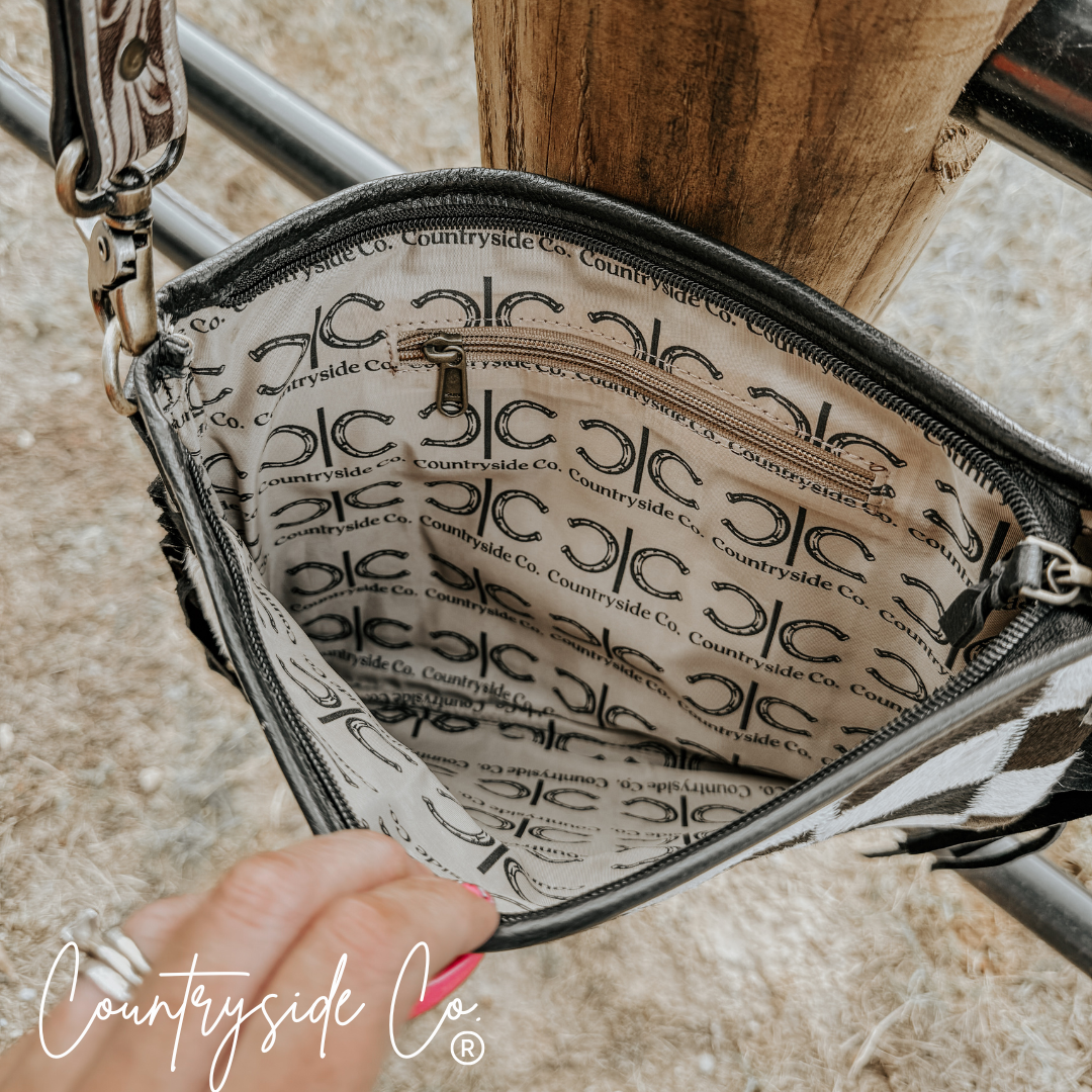 Rodeo Square Cowhide Checkered Conceal Carry Purse