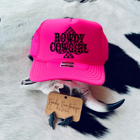 Rowdy Cowgirl Checkered Western Trucker Hat