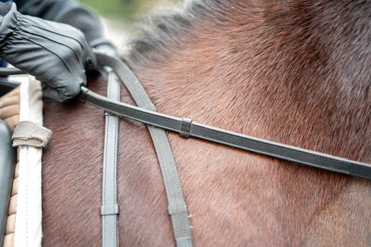 Rubber Lined Leather Reins with Stops