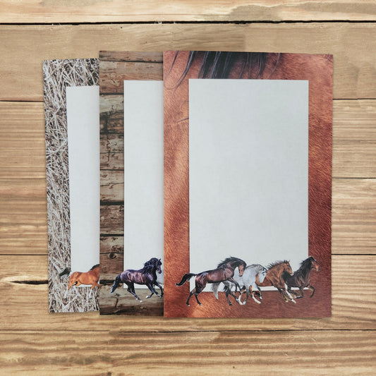 Horse Lover's Notepad/ Stationary Set Three 50 Sheet Pads
