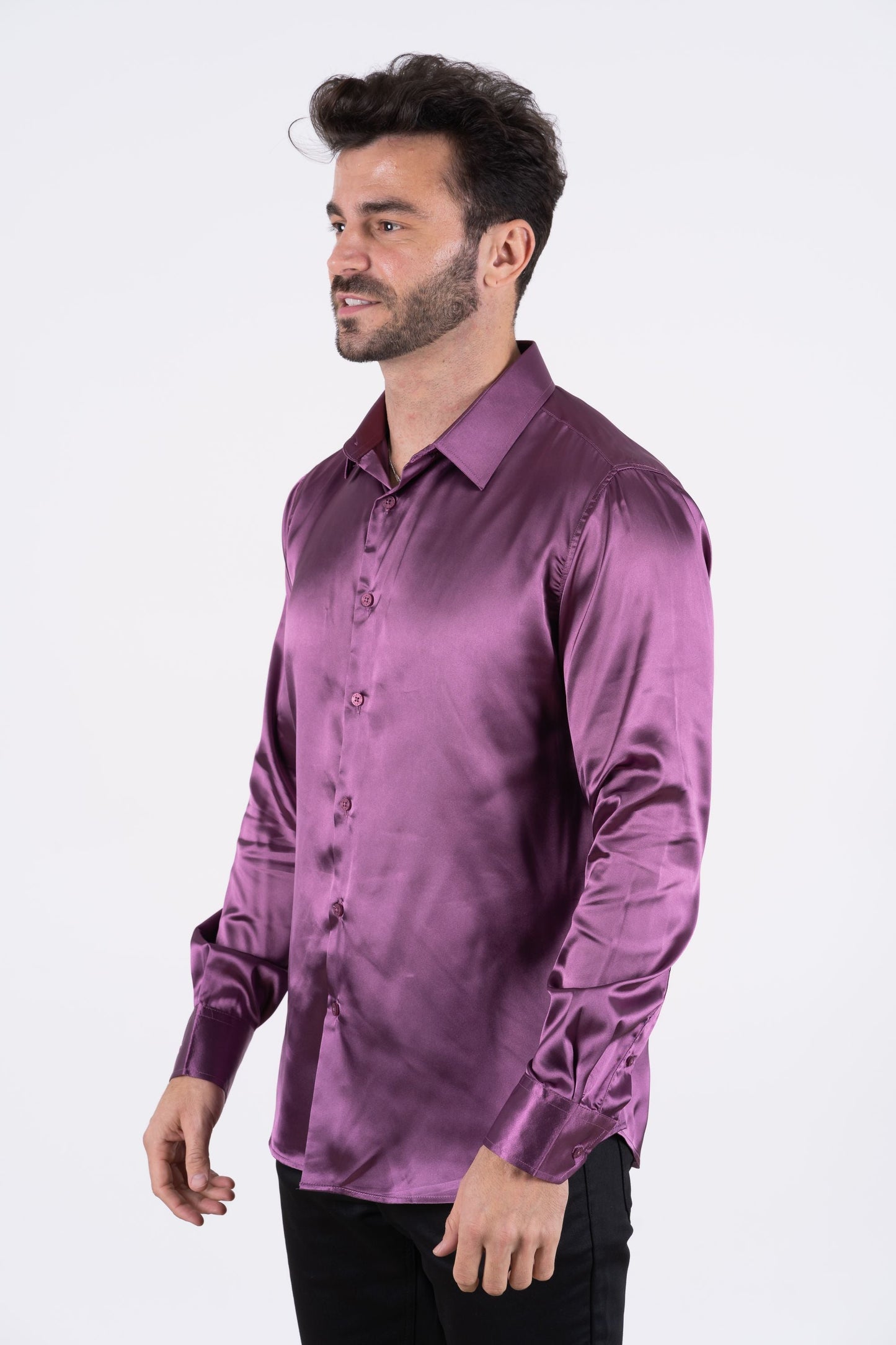 Men's Satin Mauve Dress Shirt