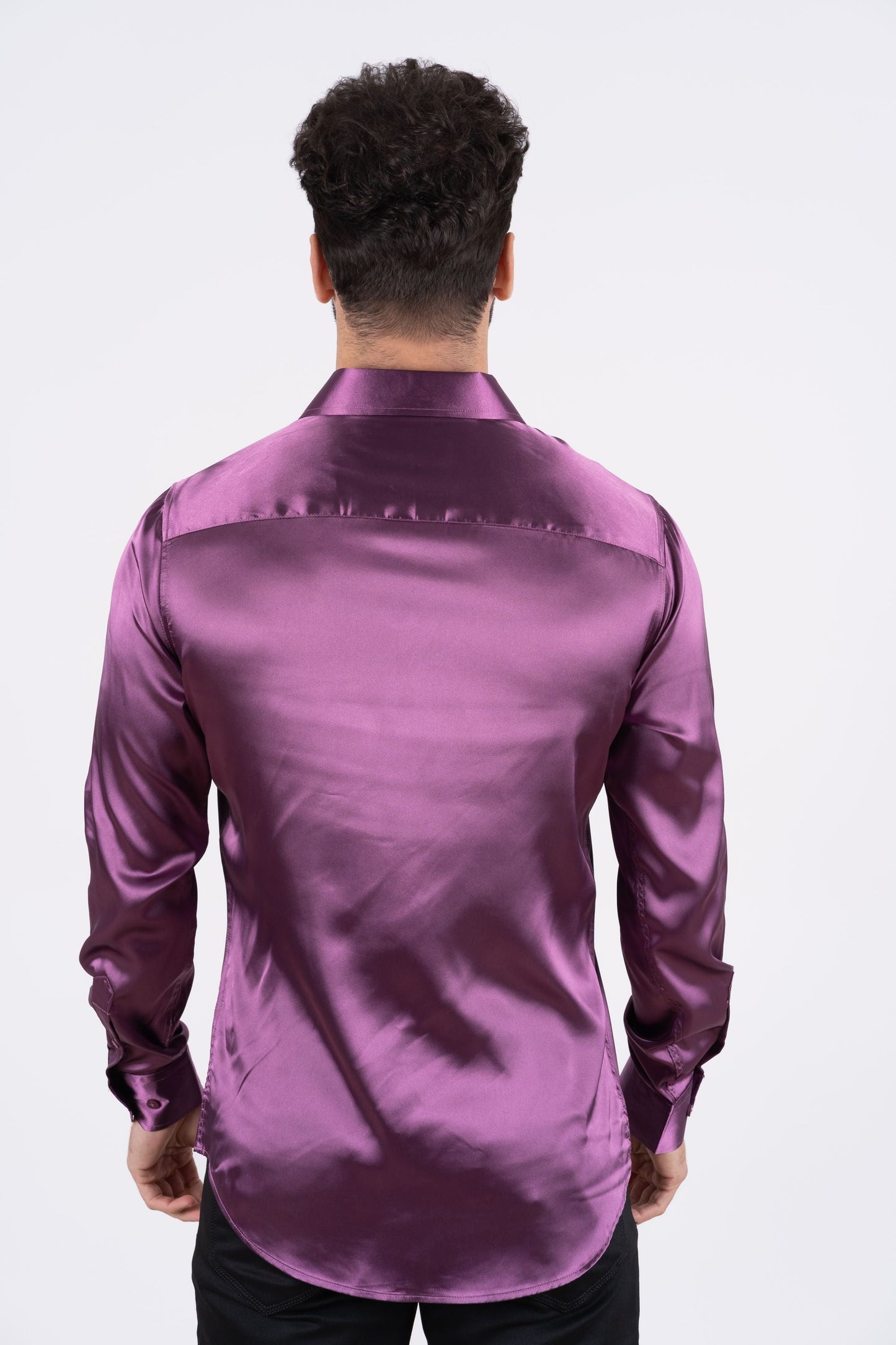 Men's Satin Mauve Dress Shirt