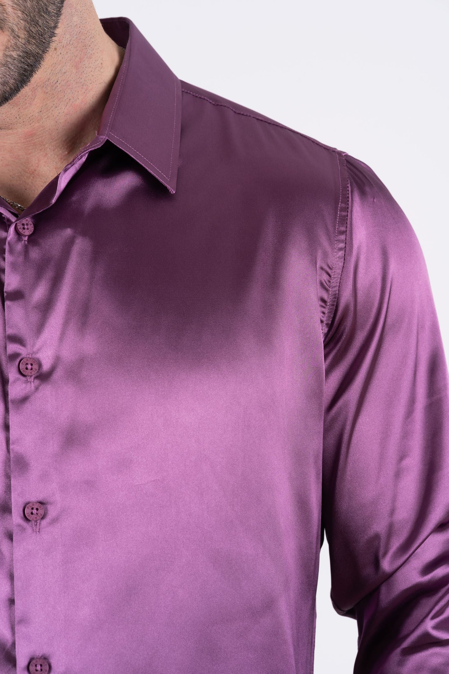 Men's Satin Mauve Dress Shirt