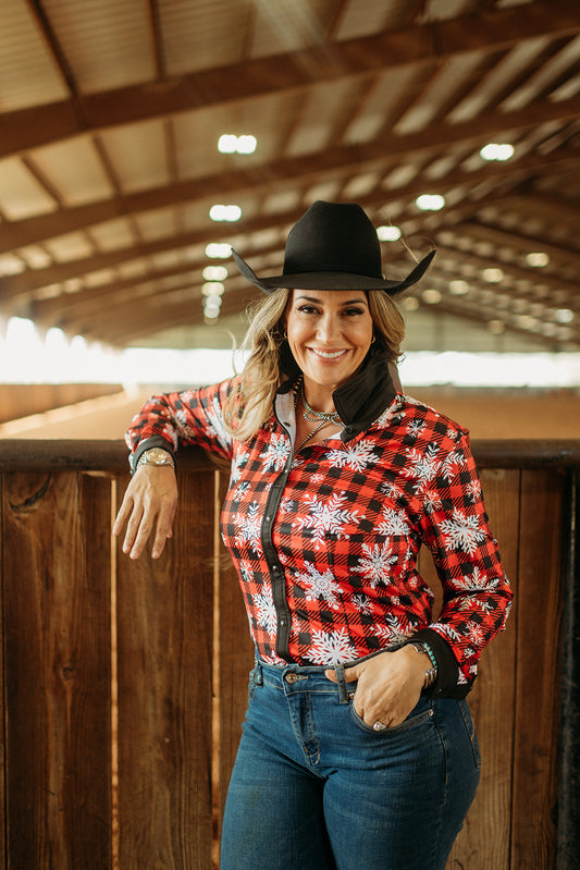 BUFFALO SNOWFLAKE PERFORMANCE RODEO SHIRT