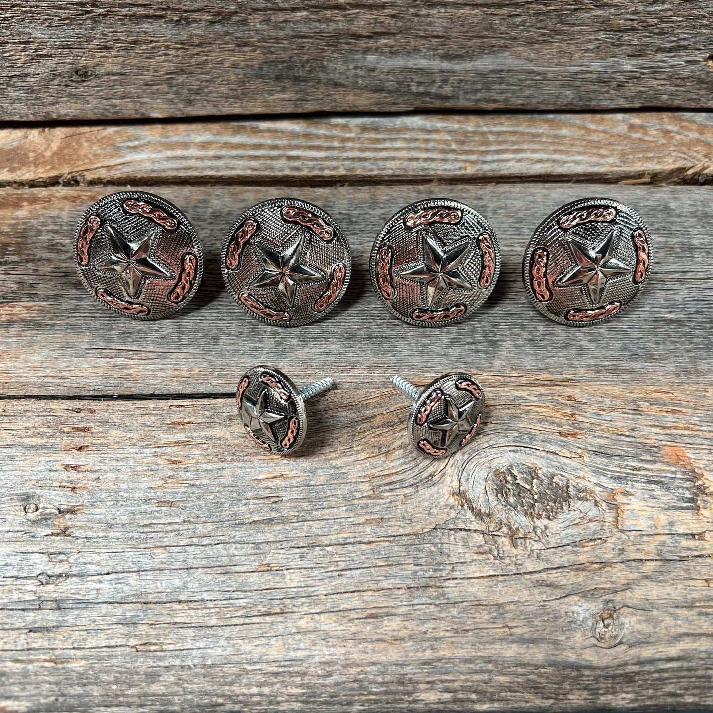 Antique Silver Texas Star Western Concho W187