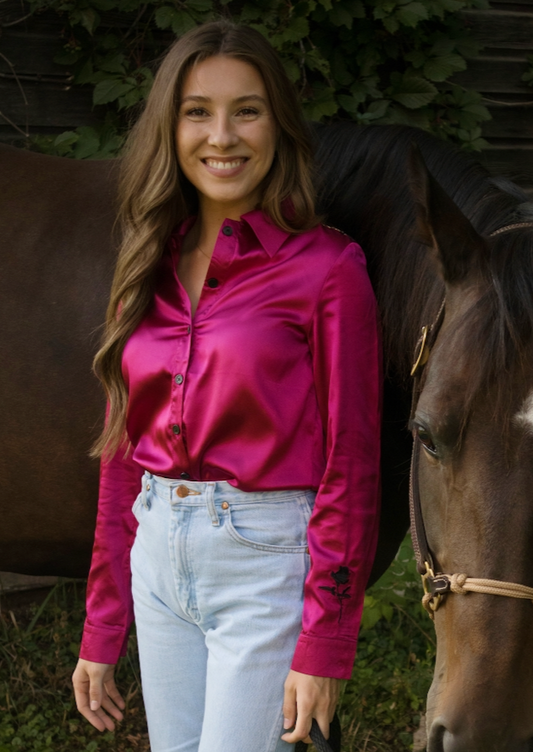 PINK SATIN RODEO SHIRT