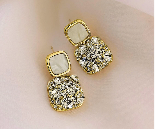 Rhinestone Geo Decor Earrings