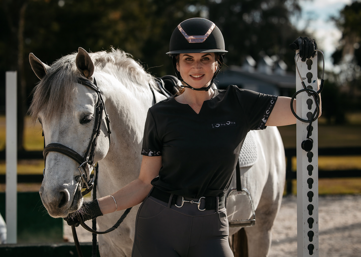 Equestrian Scrub Top- Black