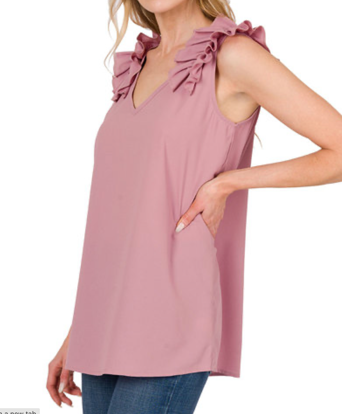 Lite Rose - Ruffle Trim Sleeveless Top