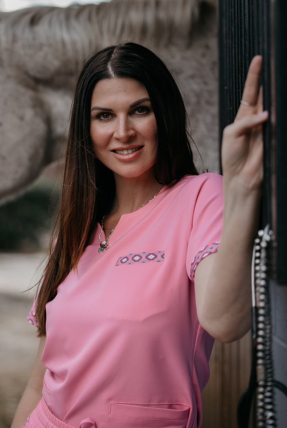 Blush Pink Simple Aztec Top