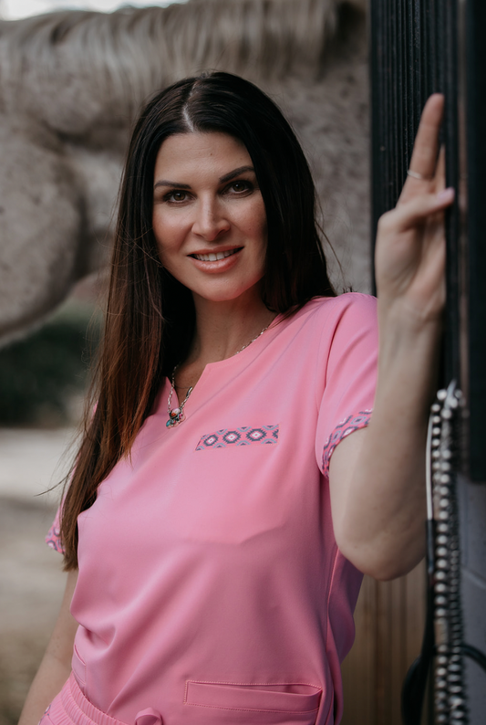 Blush Pink Simple Aztec Top