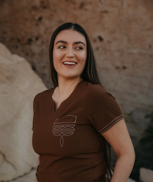 Chocolate Brown Boot-Stitch Top