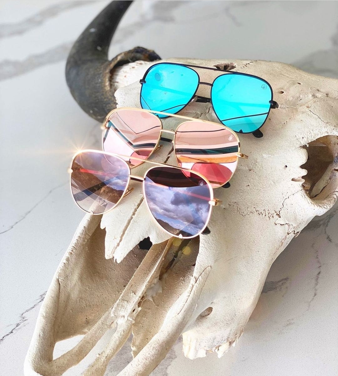 Jaden Gold Baja Blue Sunglasses by American Bonfire Co
