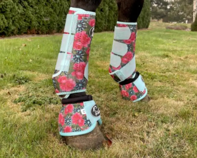 Turquoise Floral Bell Boots - 2 Pack