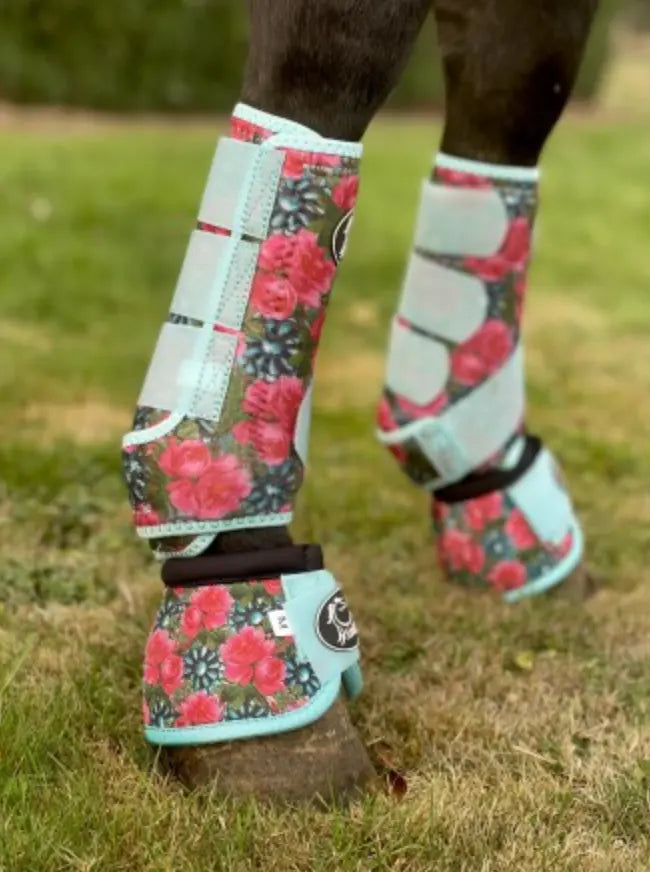 Turquoise Floral Bell Boots - 2 Pack