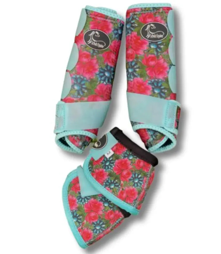Turquoise Floral Bell Boots - 2 Pack