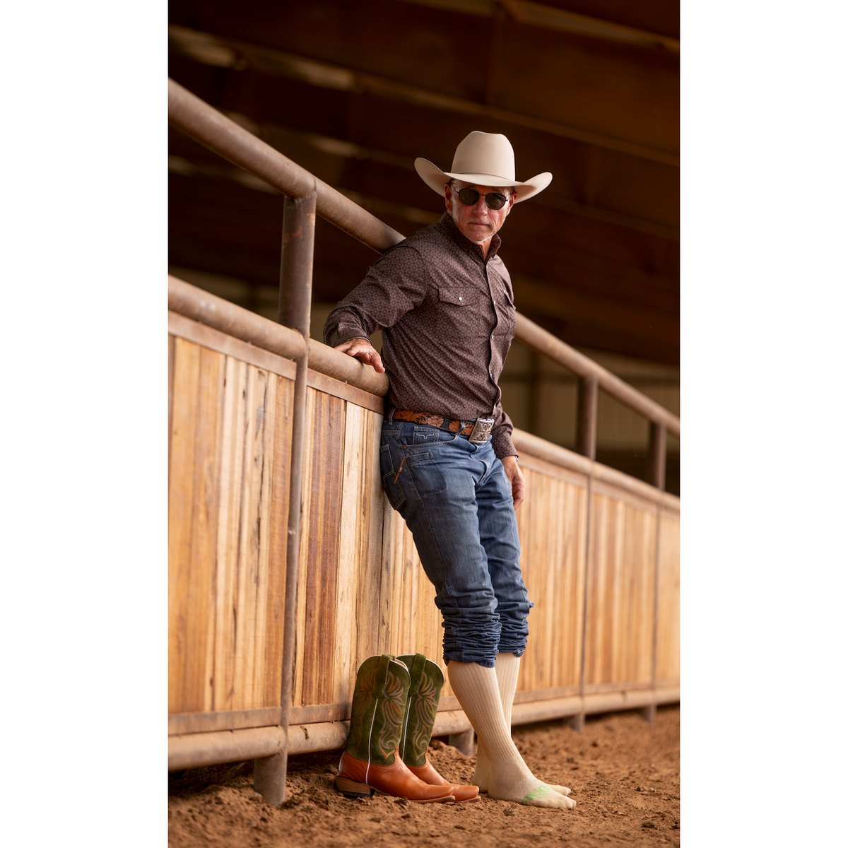 The Cowboy- Tan Performance Boot Socks