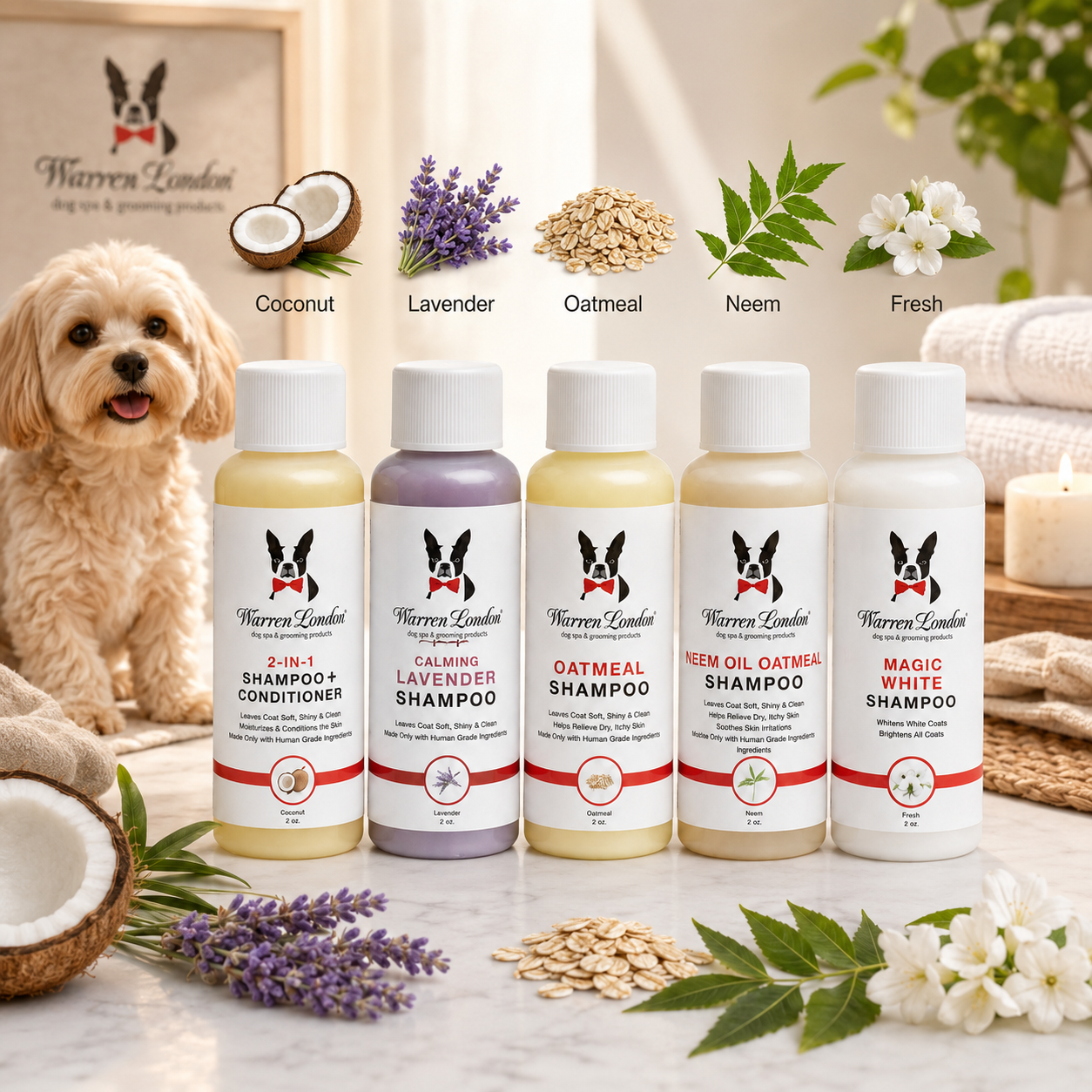 Warren London Dog Shampoo Sample Set – 5 Pack