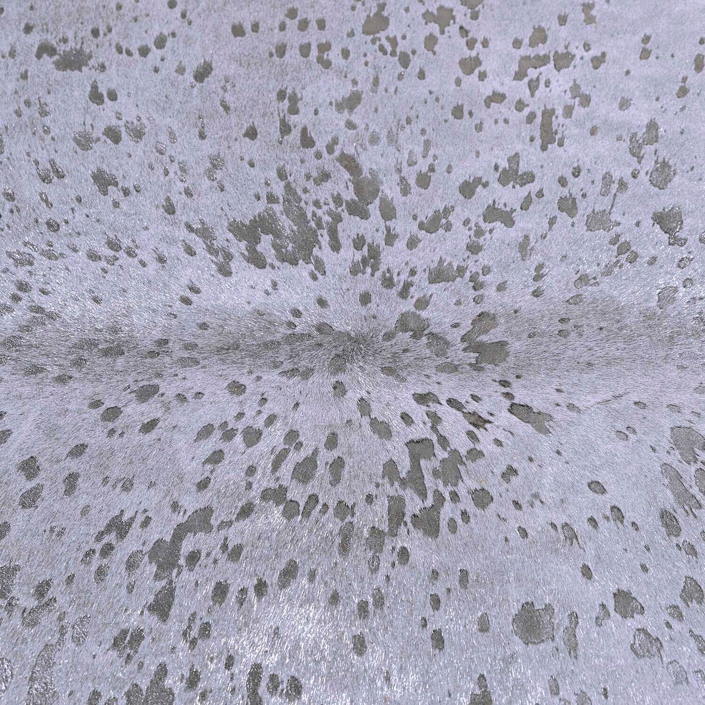 Silver Metallic On White Cowhide Rug