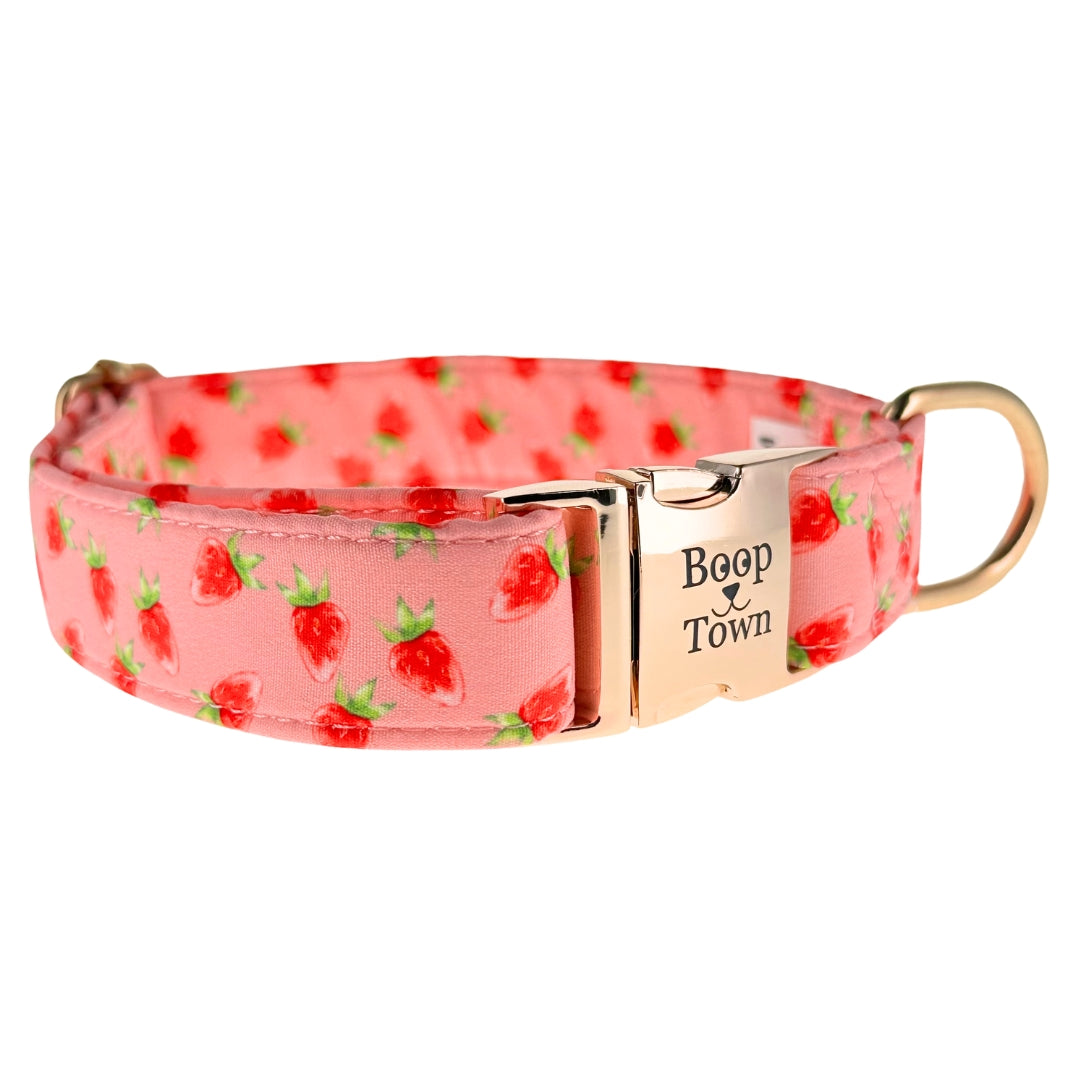 Boop Town Durable Soft Cotton Dog Collar With Nylon Core Quick Release Metal Buckle Adjustable for Girls Boys Small Medium Large Comfortable Pet Products Reduces Hair Matting Gold Tone Zinc Alloy Hardware