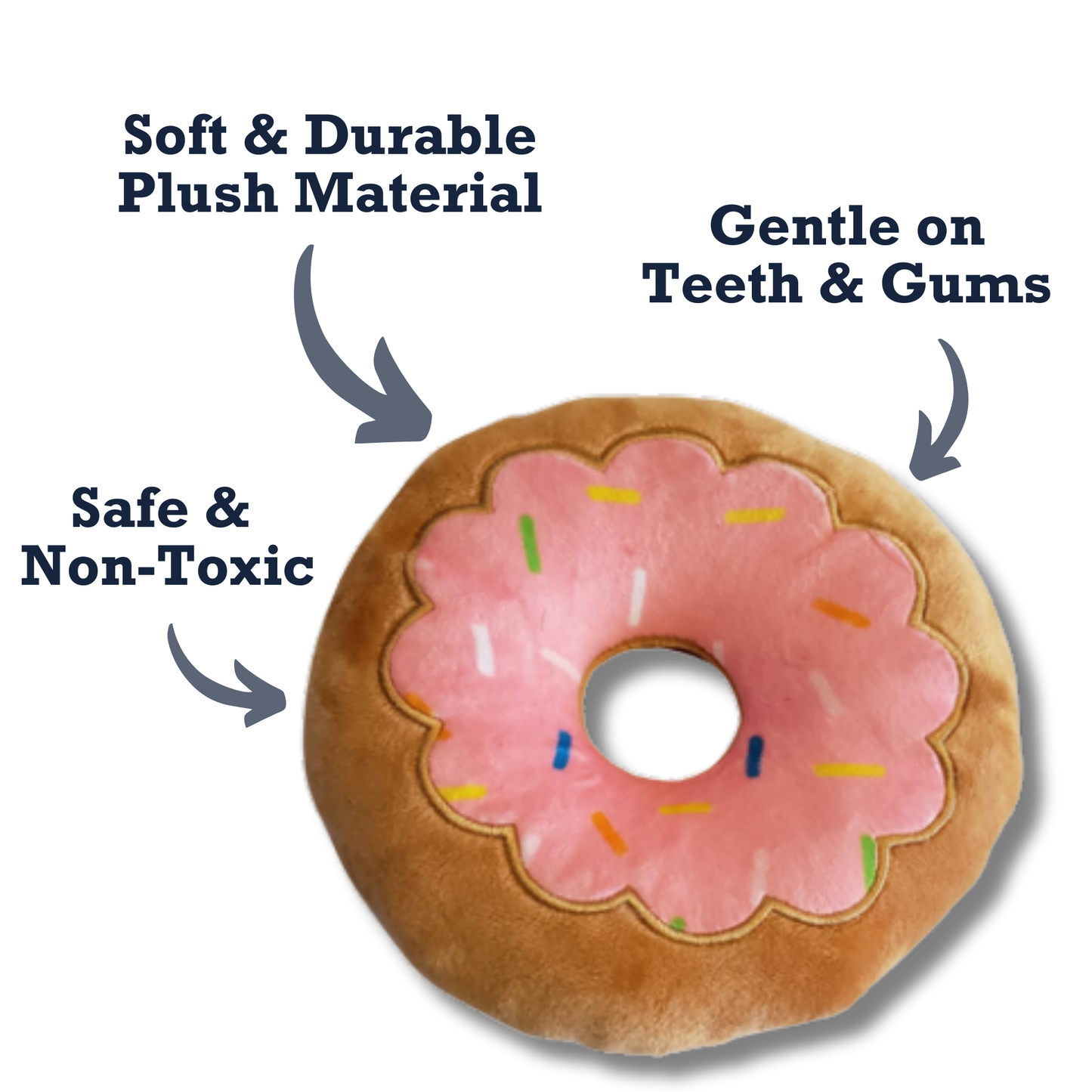 Donut Plush Dog Toy – Soft, Chewy and Cuddly, Safe & Non-Toxic, Ideal for Fetching, Tug-of-War, Gentle Chewing – Strawberry