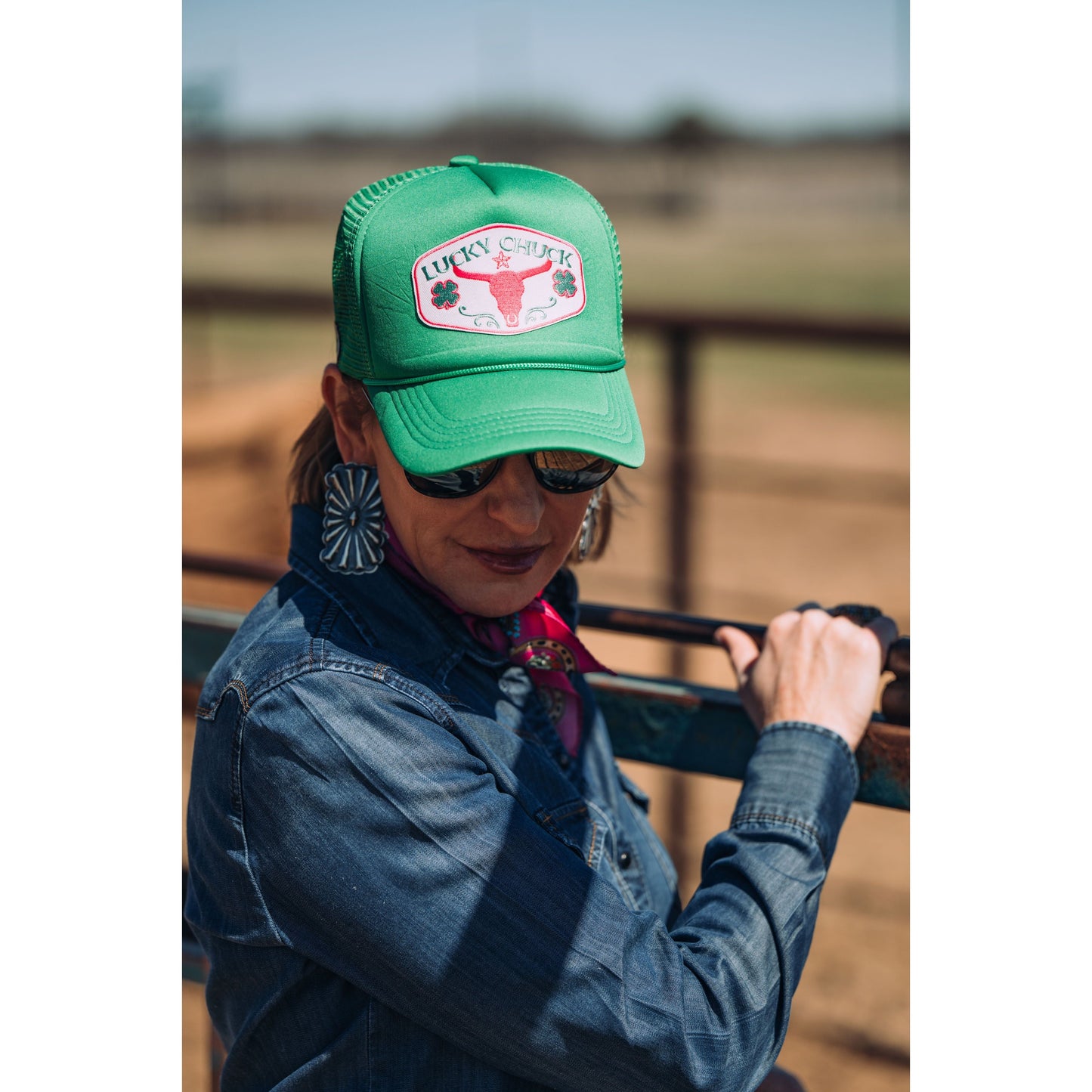 Lucky SteerHead & Clover Patch Green Trucker Hat