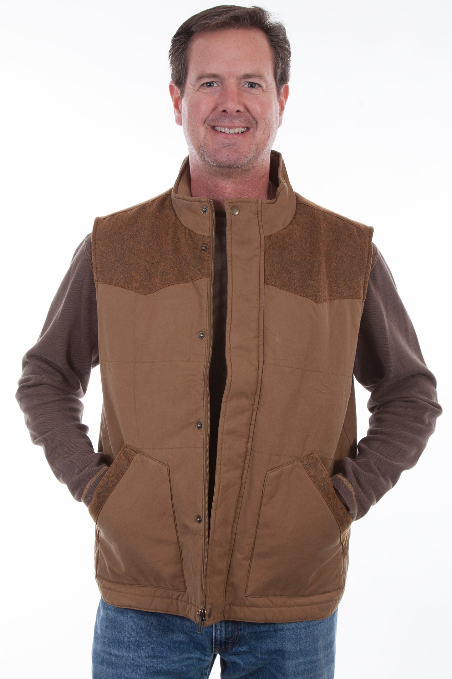 Canvas Vest W/quilted Plaid Lining - TR-079