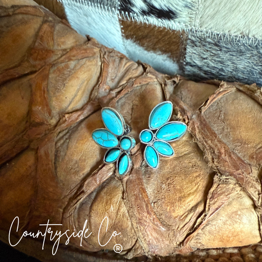Turquoise Flower Burst Navajo Earring