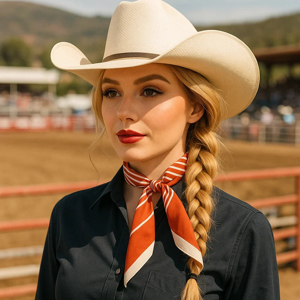 Burnt Orange and Cream Western Skinny Mini Wild Rag Scarf / Cowgirl Necktie #TW110
