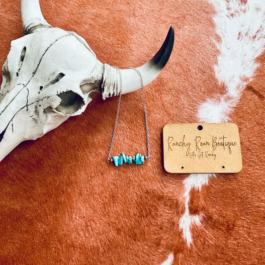 Turquoise Chip Stone Bar Western Necklace