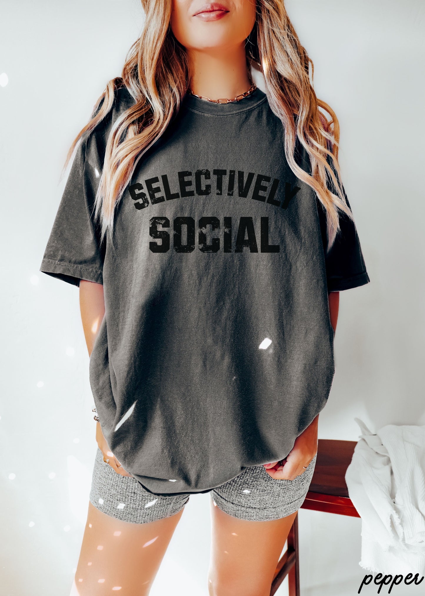 Selectively Social Tee *9 Colors (S-3X)