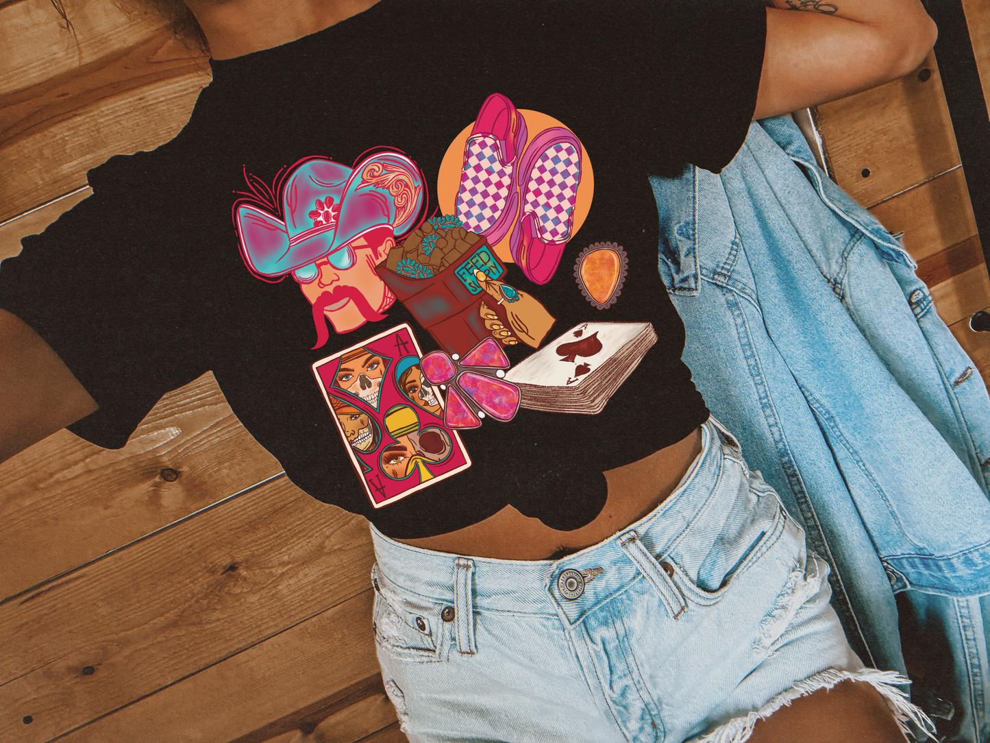 Pink Western Patchwork tee