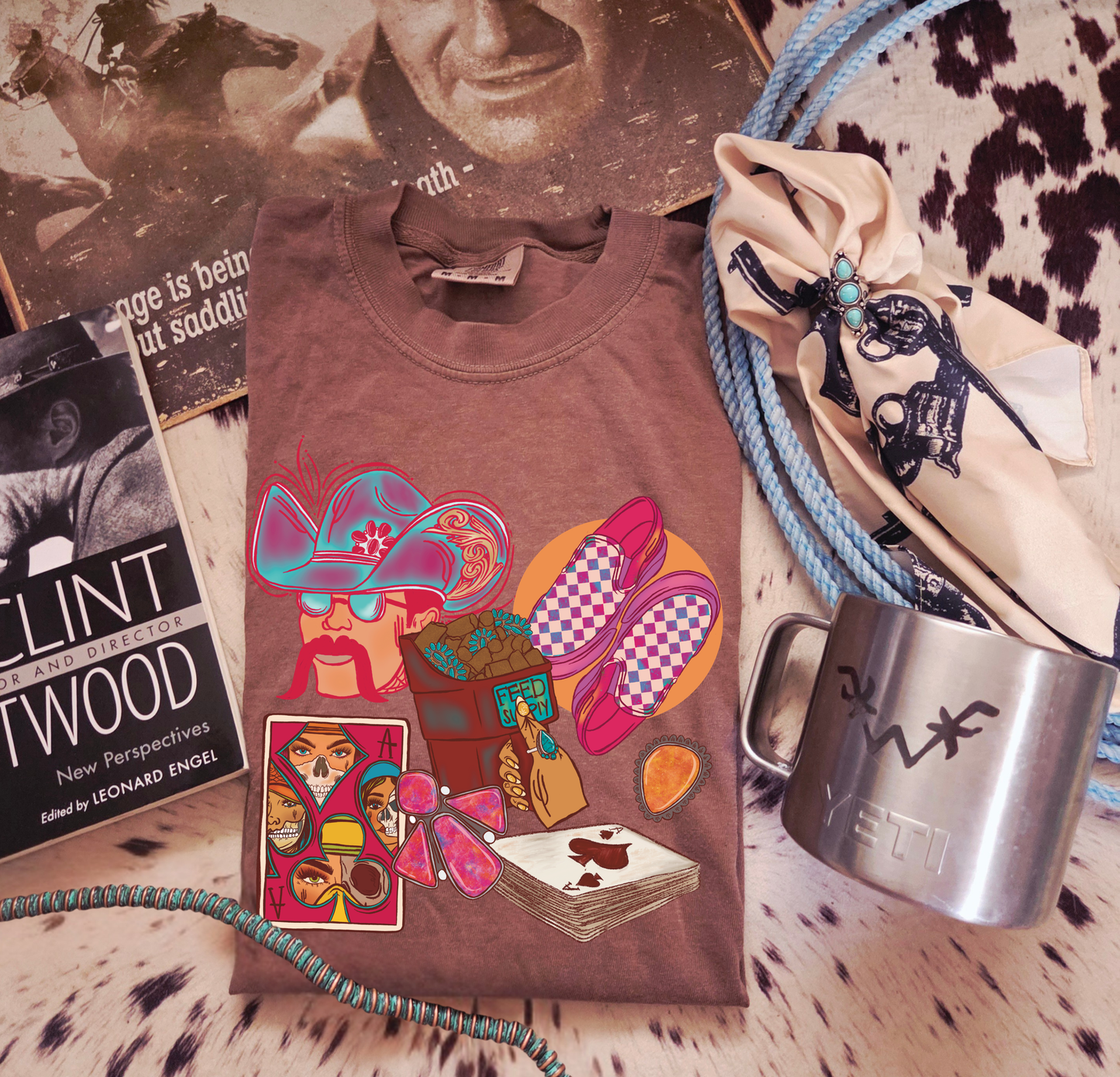 Pink Western Patchwork tee