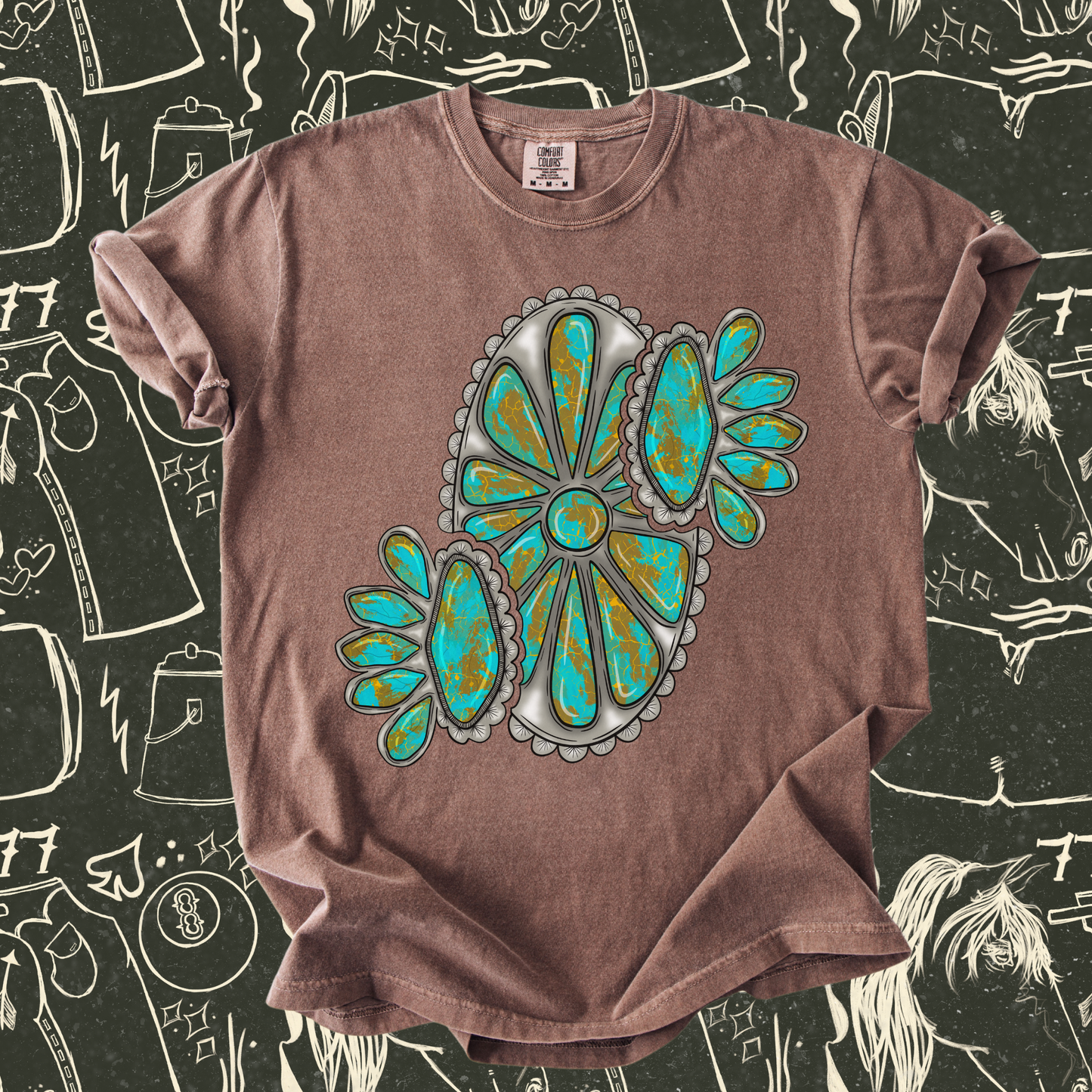 Turquoise Clusters Tee