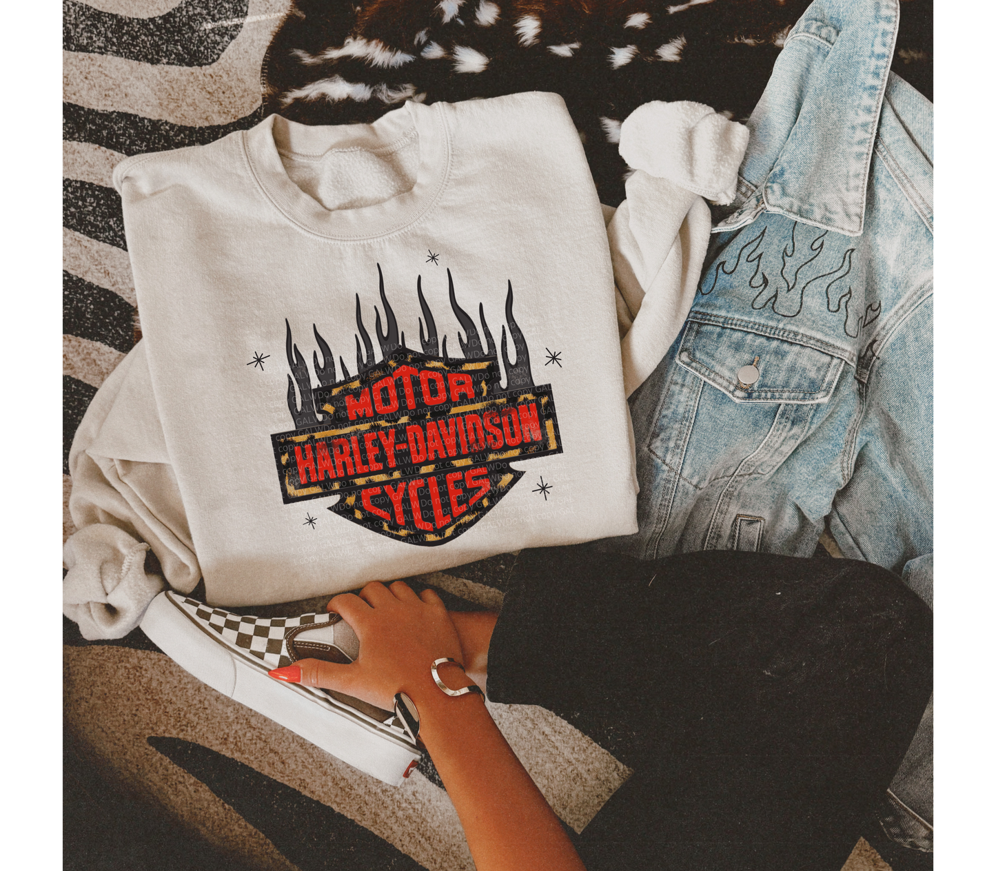 Leopard flames motor cycles tee or sweatshirt