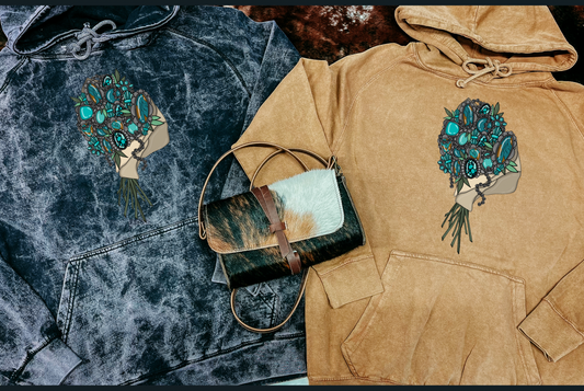 Turquoise Bouquet Mineral Wash Hoodie