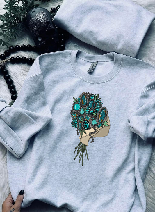 Turquoise Bouquet Crewneck