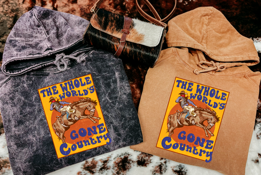 The Whole World's Gone Country Mineral Wash Hoodie