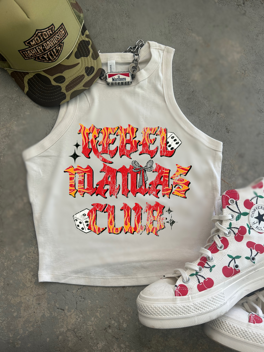 REBEL MAMA Ribbed Racer Tank