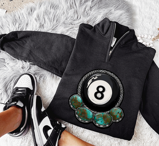 Turquoise 8Ball Quarter Zip