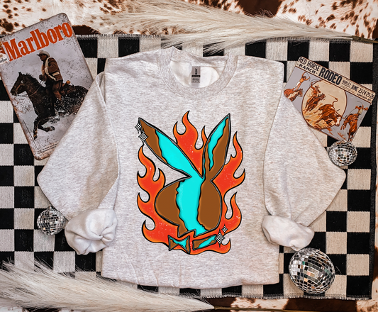 Turquoise & Flames Crewneck